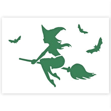 Load image into Gallery viewer, halloween airbrush stencil witch on broom
