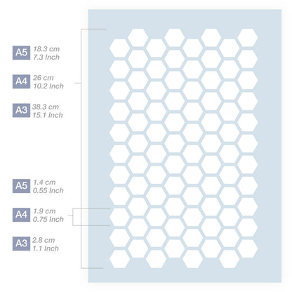 Measurements Hexagon Pattern Stencil 3 Sizes