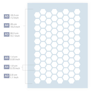 Measurements Hexagon Pattern Stencil 3 Sizes