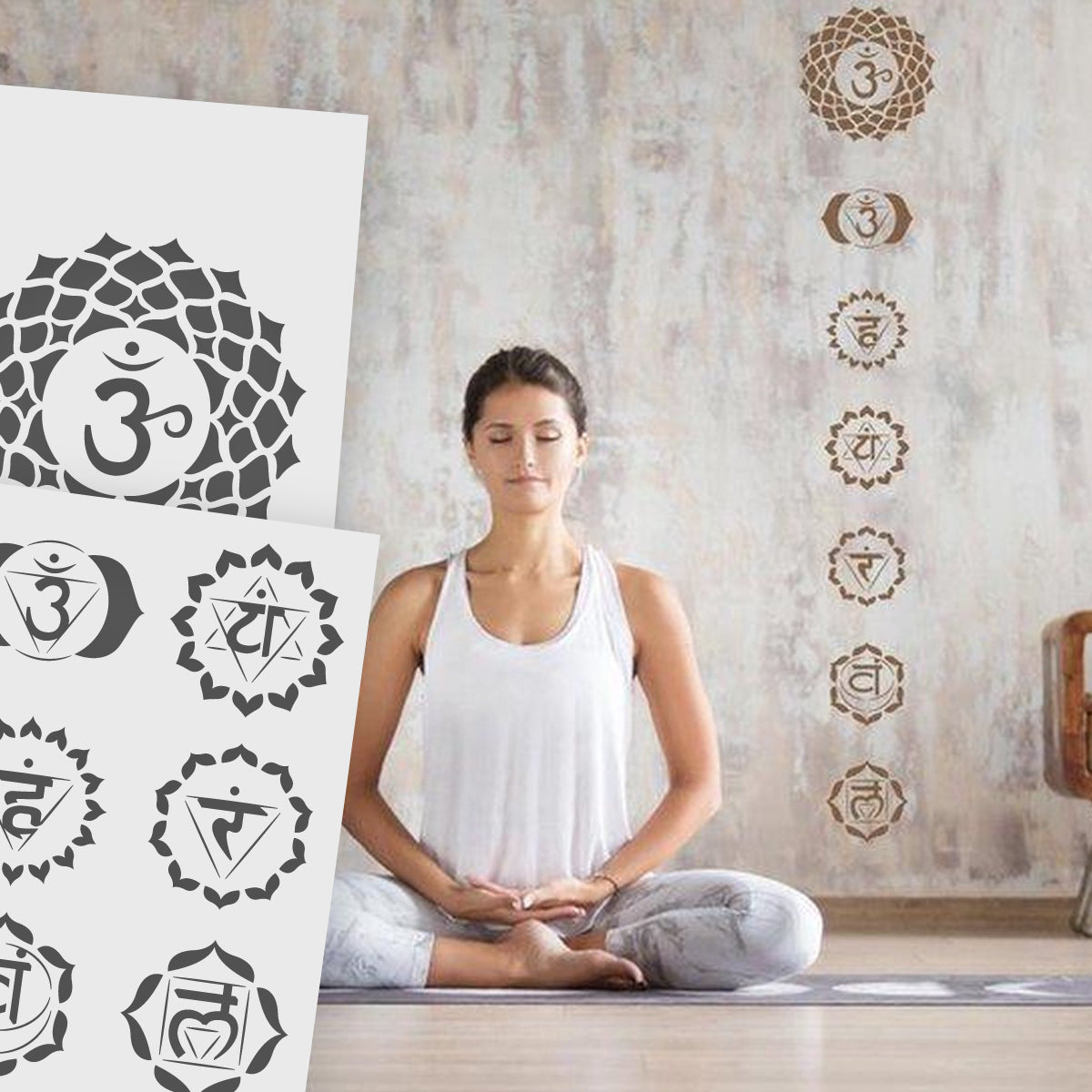 Chakra Stencil - Yoga Icons Template - A3 size