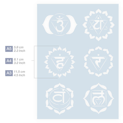 Measurements Chakra Stencil 3 Sizes