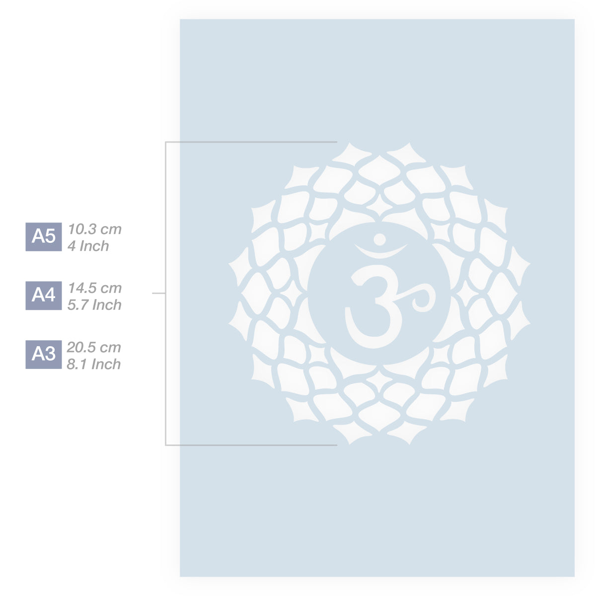 Measurements Chakra Stencil 3 Sizes
