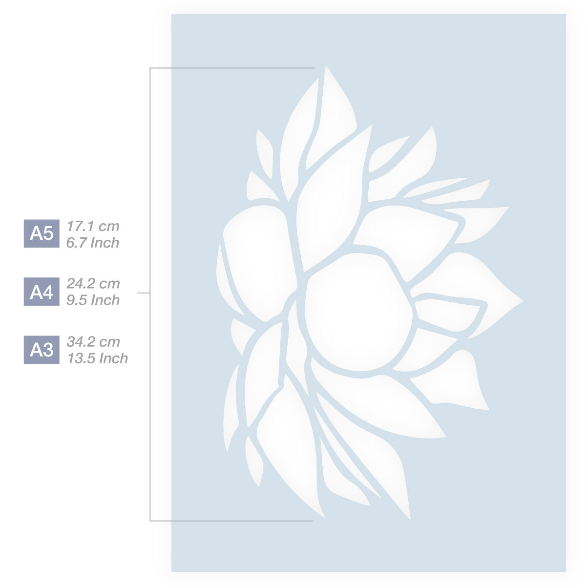 Lotus Flower Stencil - Water Lily Stencil - A3 size