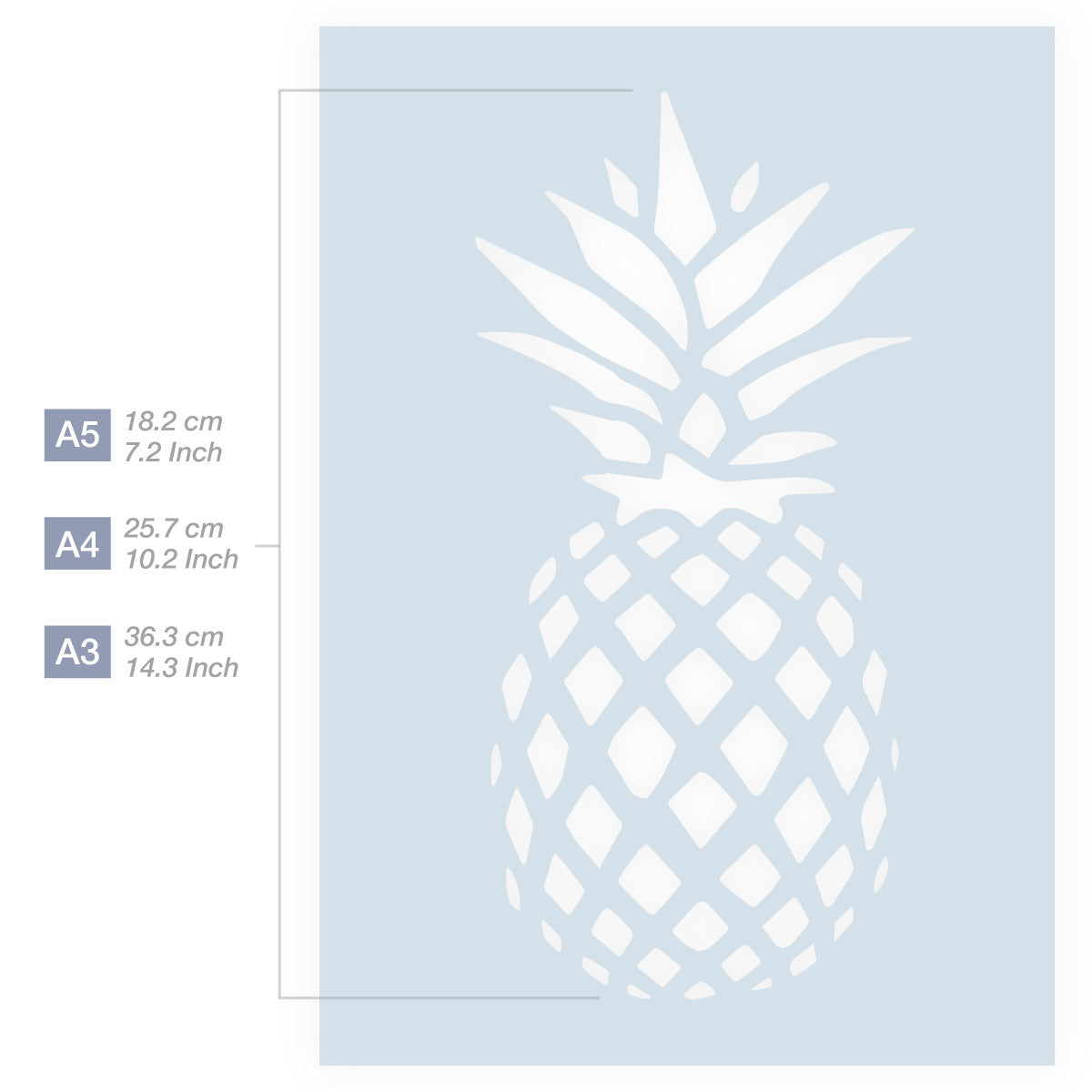Pineapple Stencil Template - A4 size
