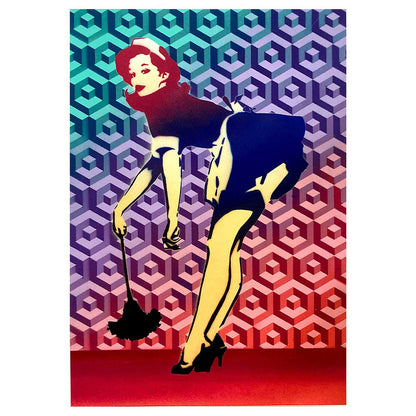 Pin-up Stencil QBIX Street art Banksy
