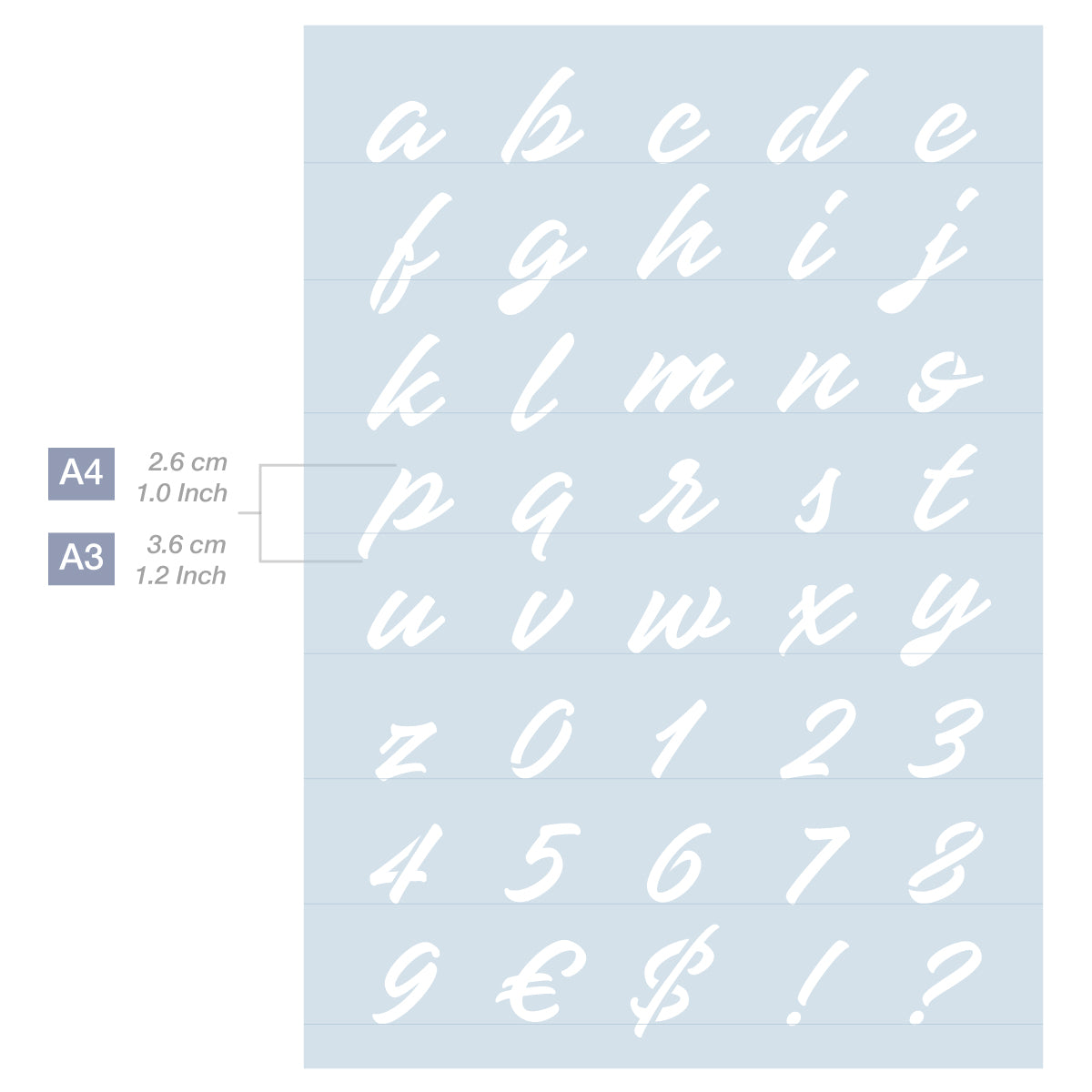 Measurements Alphabet Letter Stencil A4 A3 Sizes