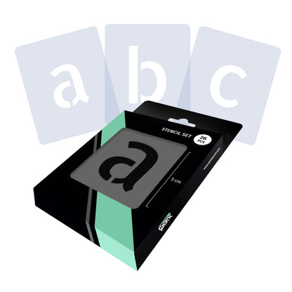 Lowercase letter stencil set from QBIX