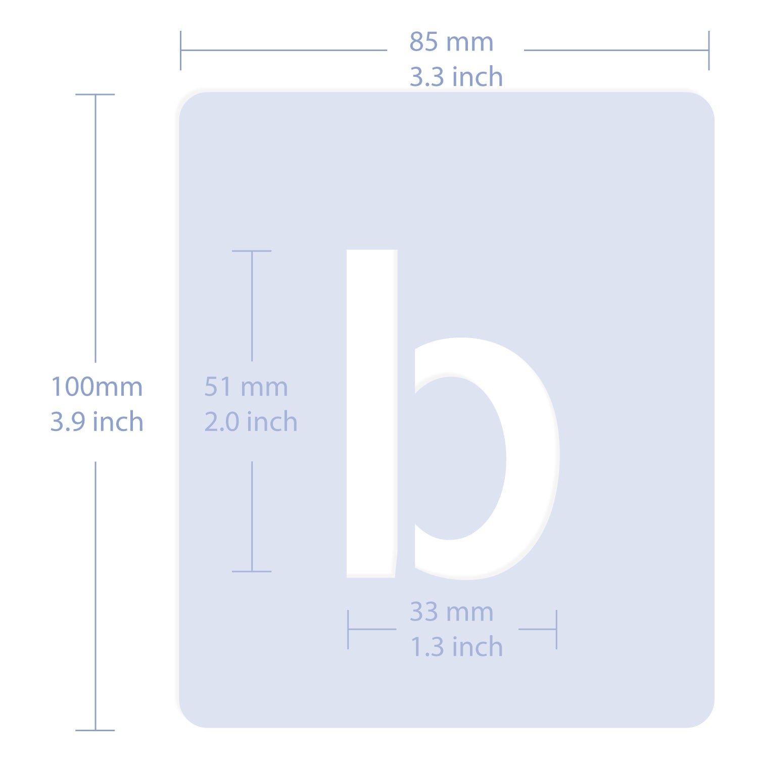 Sizes of a letter stencil 