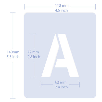 Letter Stencil Set Complete Alphabet – Sans Serif – 7 cm / 2.8 Inch