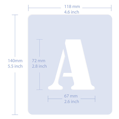 Size of a QBIX letter stencil