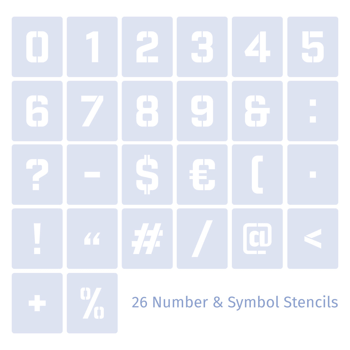 Numbers and symbol stencil set