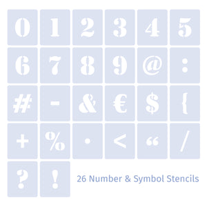 Number stencil set with 26 stencils