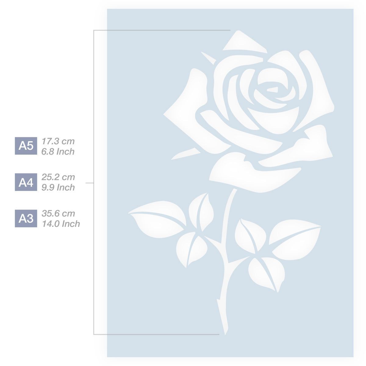 Rose Stencil - Flower Branch Stencil - A3 size