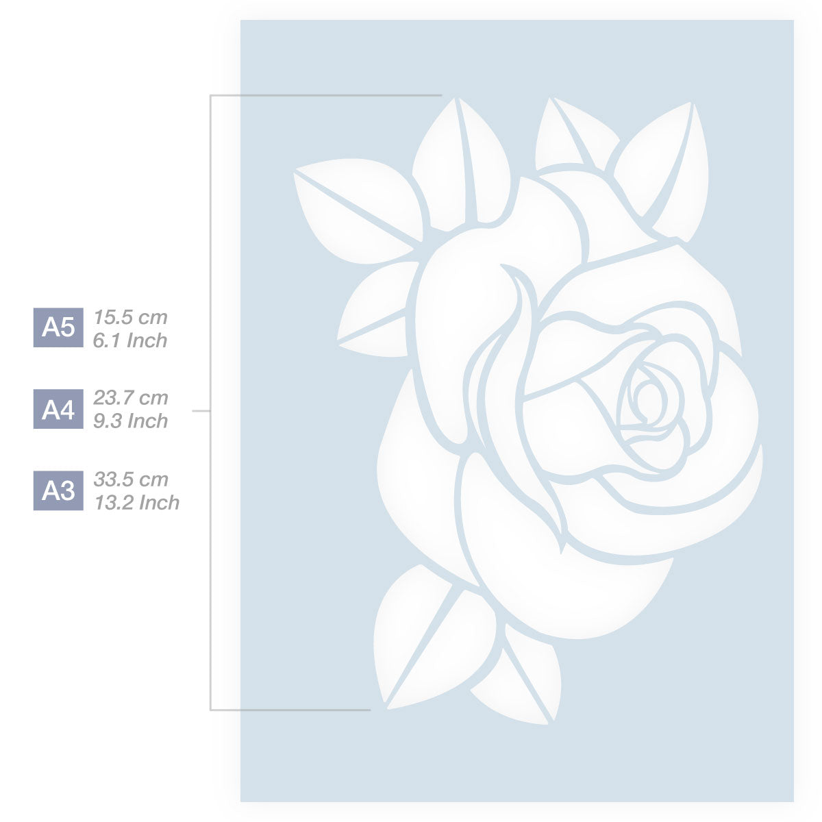 Rose Stencil - Rose Bud Stencil - Flower Stencil - A5 size