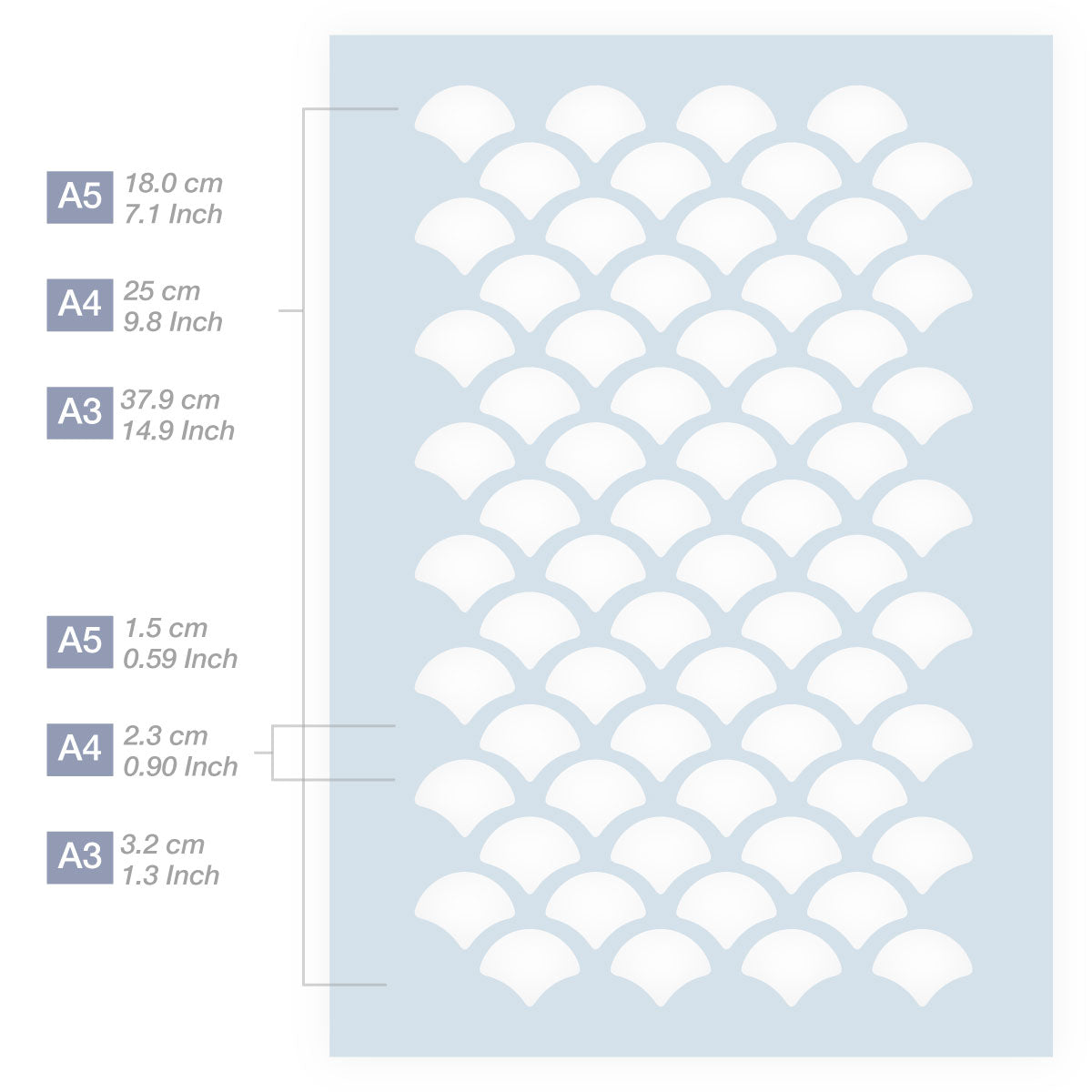 Measurements Scale Pattern Stencil 3 Sizes