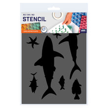 Load image into Gallery viewer, Packaged Sea Life Fish Shark Starfish HammerHead Silhouettes stencil 3 sizes
