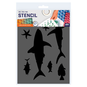 Packaged Sea Life Fish Shark Starfish HammerHead Silhouettes stencil 3 sizes