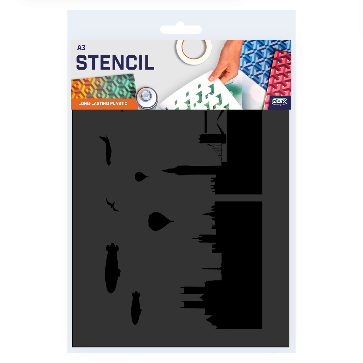 Packaged London City Skyline Stencil A3 Size