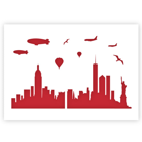 New York City Skyline Stencil A3 Size