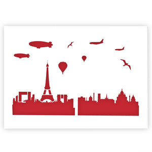 Paris City Skyline Stencil A3 Size