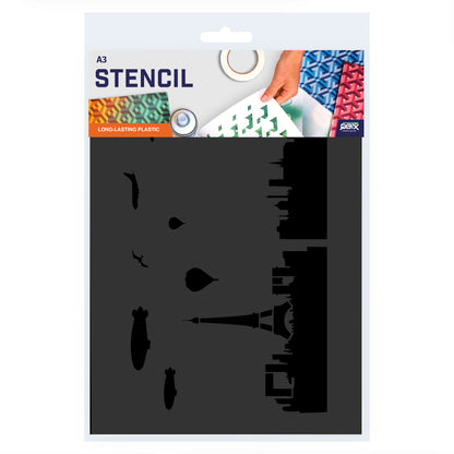 Packaged Paris City Skyline Stencil A3 Size