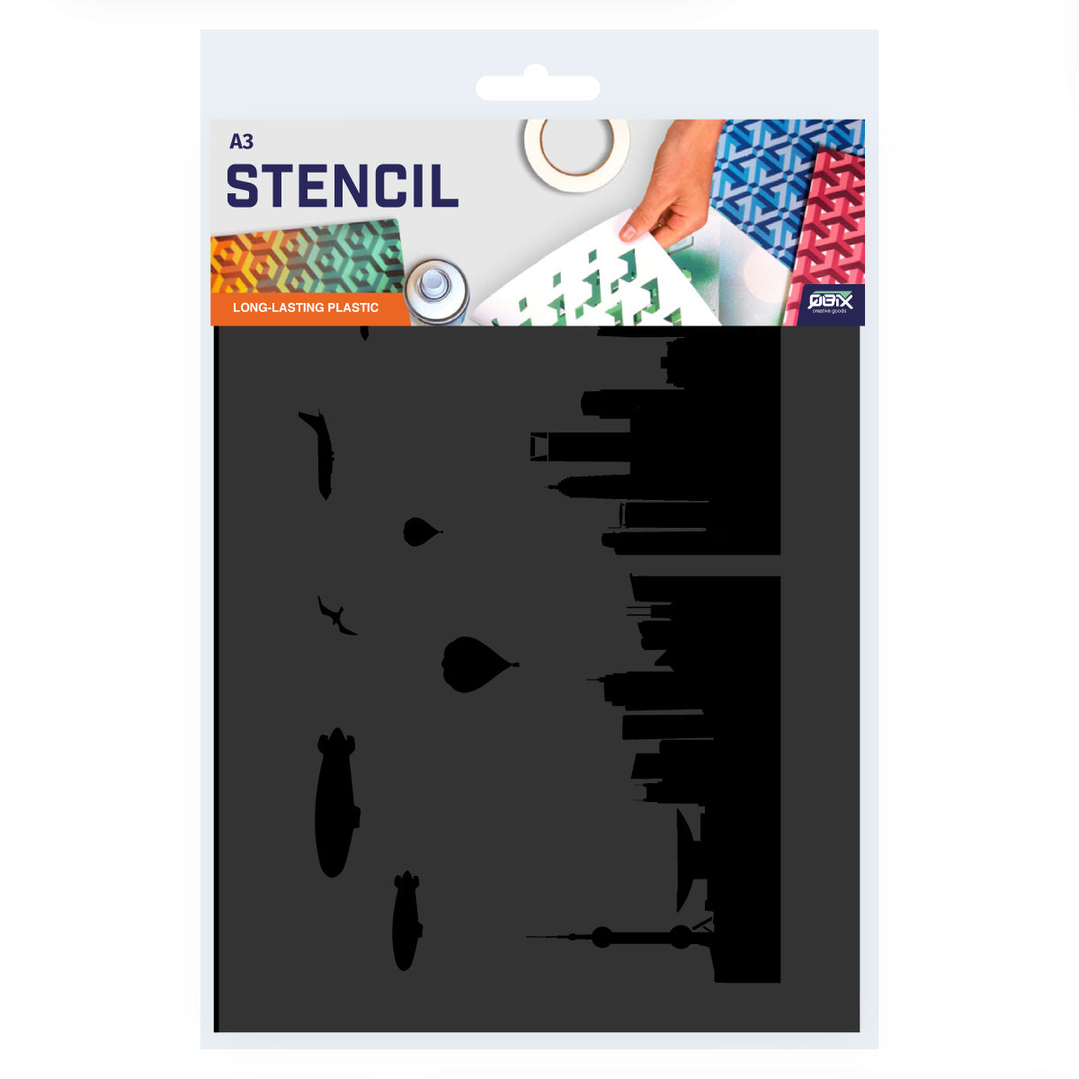 Packaged Shanghai City Skyline Stencil A3 Size