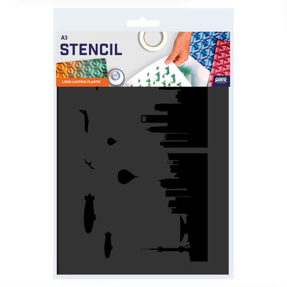 Packaged Shanghai City Skyline Stencil A3 Size
