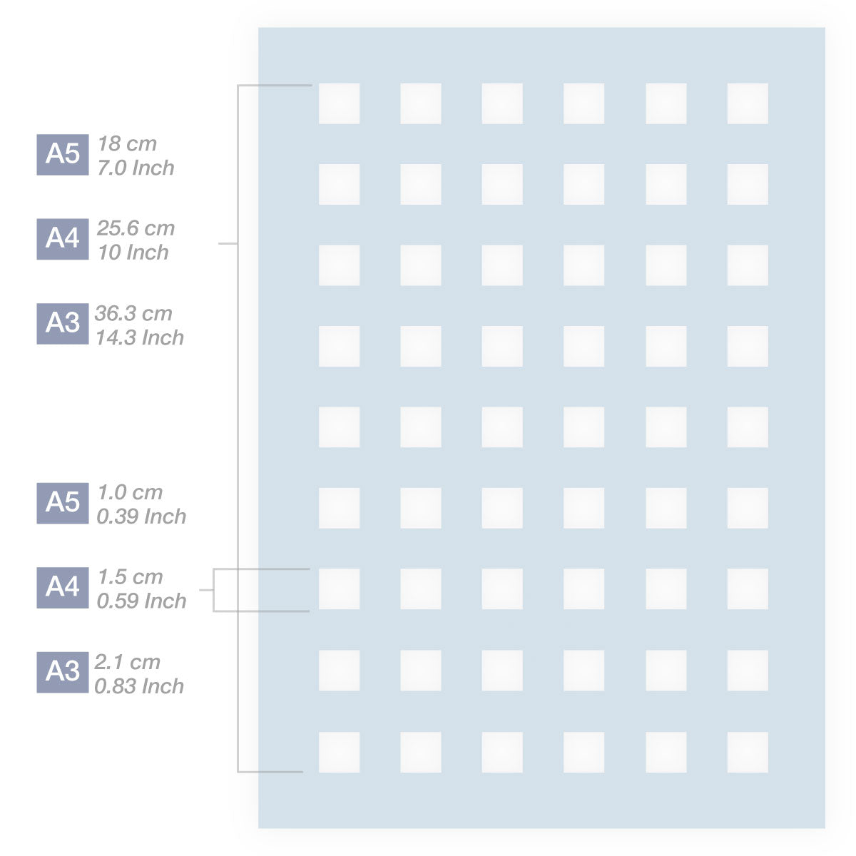 Measurements Square Pattern Stencil 3 Sizes