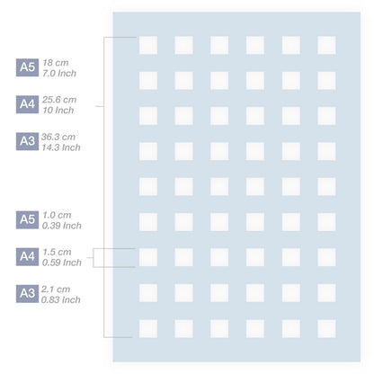 Measurements Square Pattern Stencil 3 Sizes
