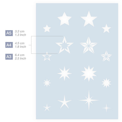 Star Stencil Art Template plastic stencils in 3 Sizes