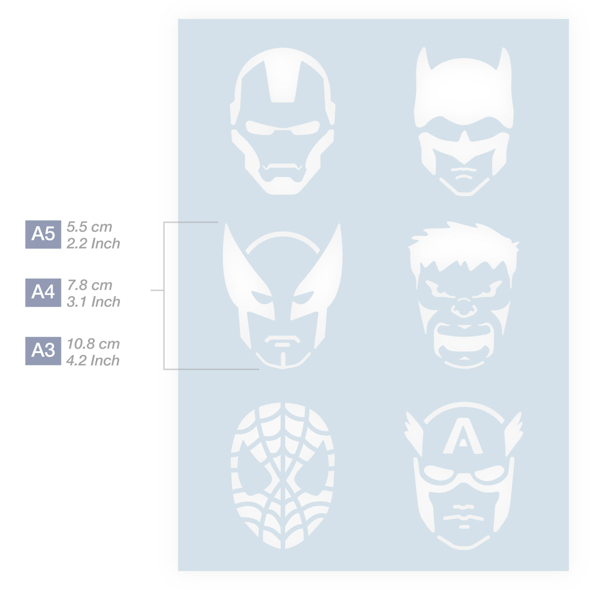 Measurements Marvel Stencil Superhero Stencil 3 Sizes