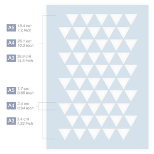 Measurements Triangle Pattern Stencil 3 Sizes