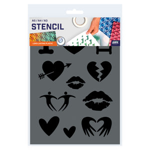 Packaged Valentine Stencil Kiss Heart I Love You Together 3 Sizes