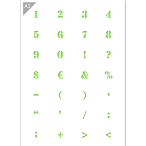 Numbers Symbols Stencil A3 Size
