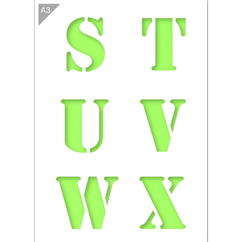 Letter Stencil S T U.V W X A3 Size