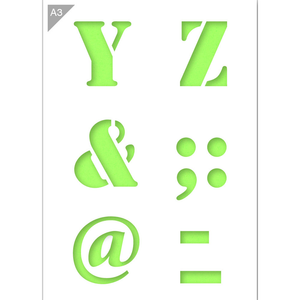 Letter Stencil Y Z & @ - _ A3 Size