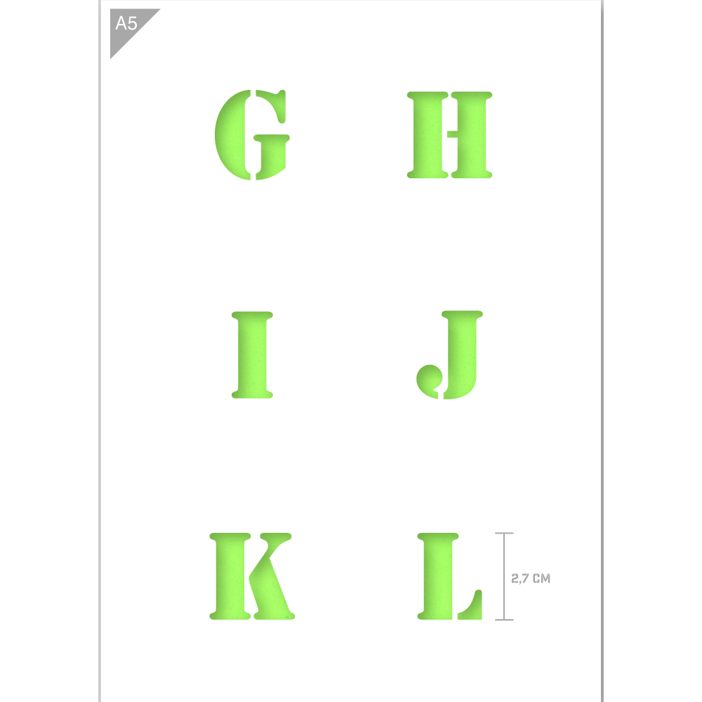 Letter Stencil G H I J K L A5 Size