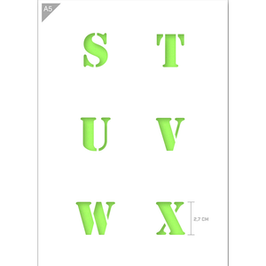 Letter Stencil S T U.V W X A5 Size