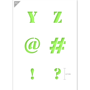 Letter Stencil Y Z @ # ! ? A5 Size