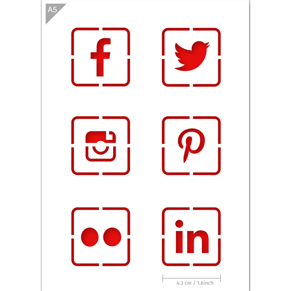 Social Media Stencil A5 A3 Size 