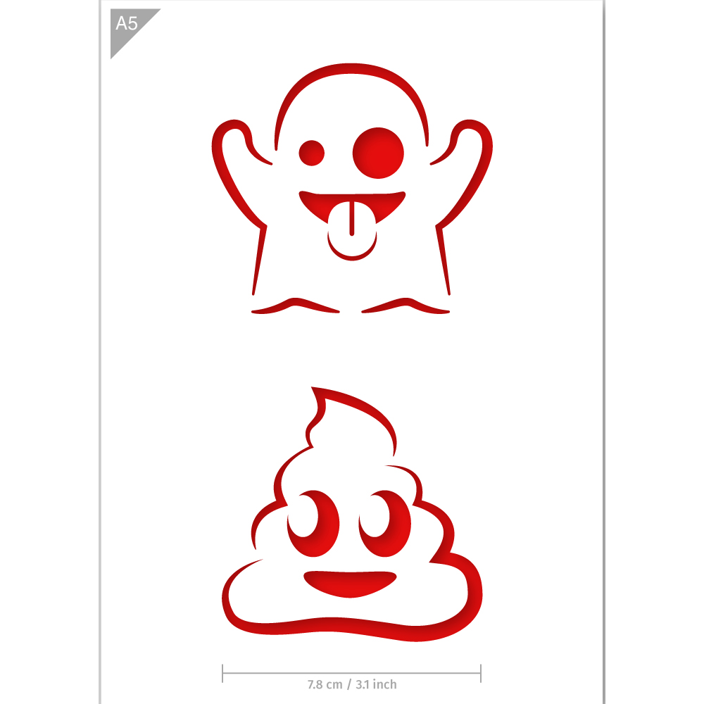 Emoji Ghost Poop Stencil A5 A3 Size