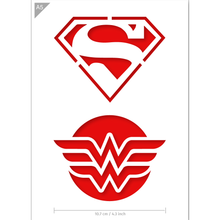 Load image into Gallery viewer, Superhero Stencil - Superman, Wonder Woman - A5 Size Stencil