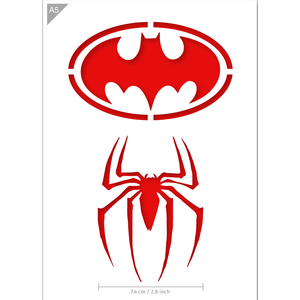 Superhero Stencil - Batman, Spiderman - A5 Size Stencil