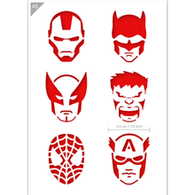 Load image into Gallery viewer, Superhero Stencil - Ironman, Batman, Wolverine, The Hulk, Spiderman, Captain America Stencil