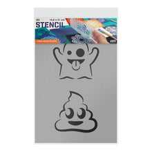 Load image into Gallery viewer, Packaged Emoji Ghost Poop Stencil A5 A3 Size