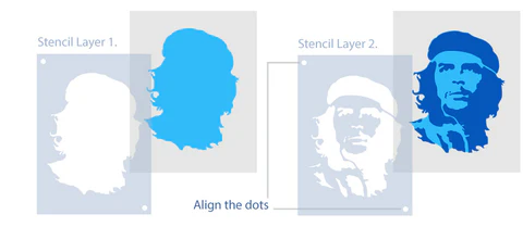 Double layer stencil example showing different layers